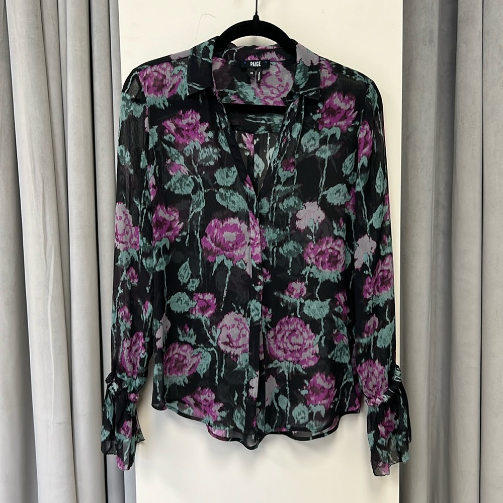 PAIGE Abriana Shirt (Black/Dark Orchid)